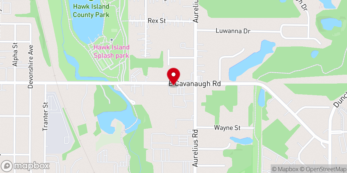 Map showing location of Parker Memorial Baptist Church