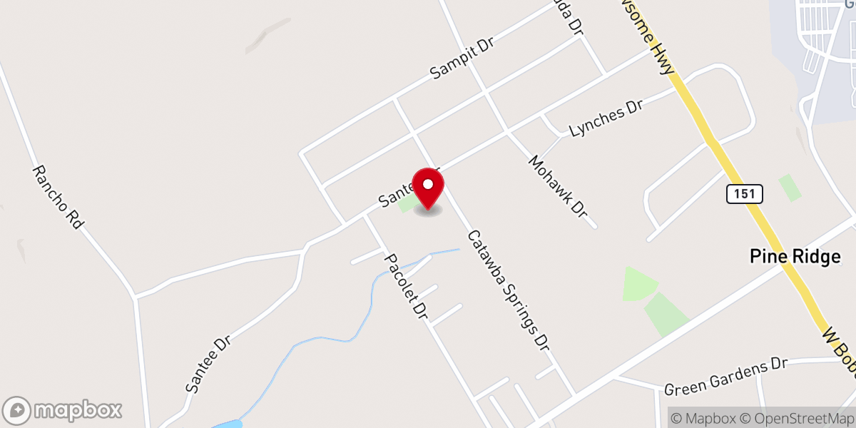 Map showing location of Pine Ridge Church of God