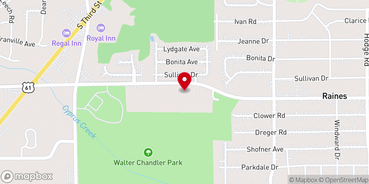 Map showing location of True Life Missionary Baptist Church