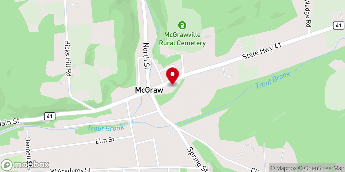 Map showing location of McGraw United Methodist Church