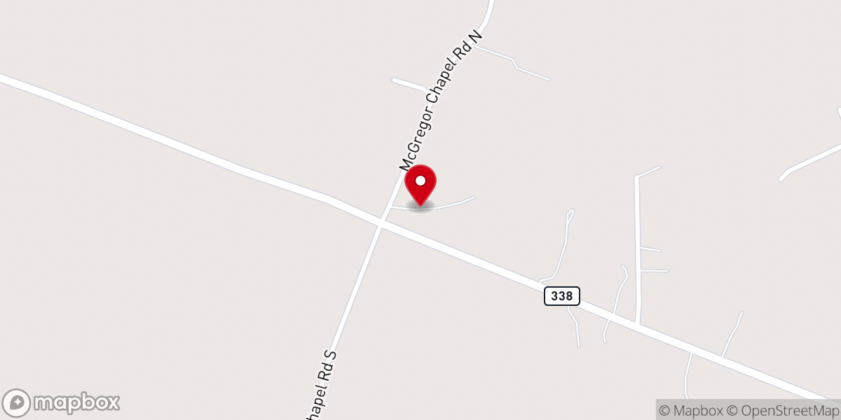 Map showing location of McGregor Chapel