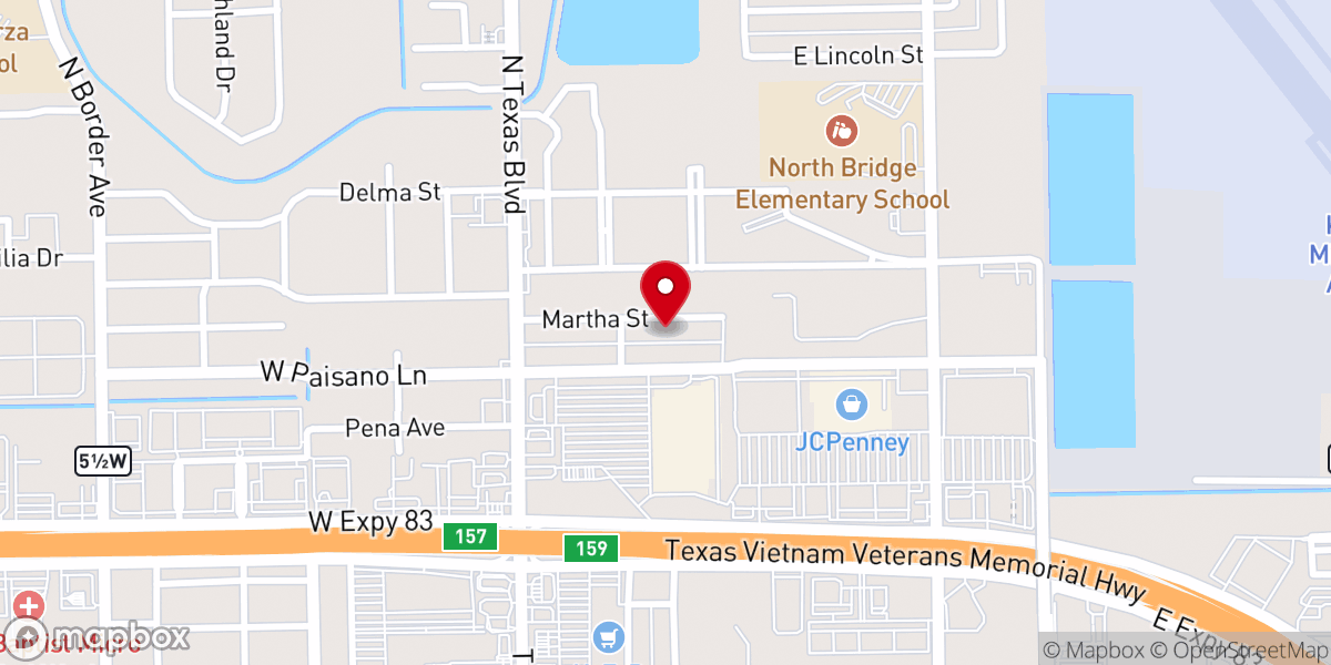 Map showing location of Iglesia Bautista Calvario de Weslaco