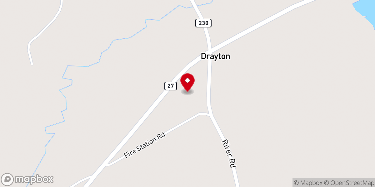 Map showing location of Drayton United Methodist Church