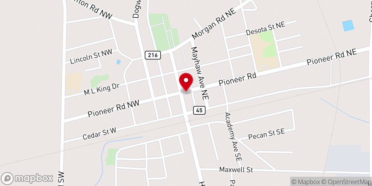 Map showing location of Temple Baptist Church