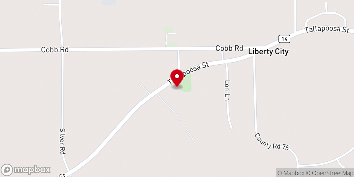 Map showing location of Liberty United Methodist Church