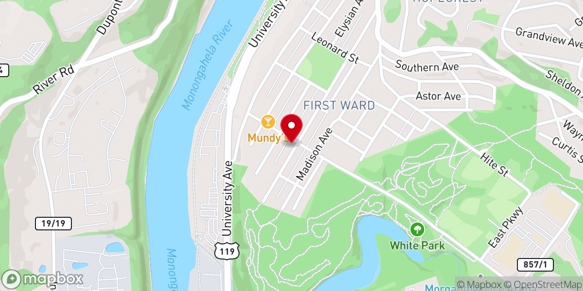 Map showing location of House of His Presence, Morgantown, WV
