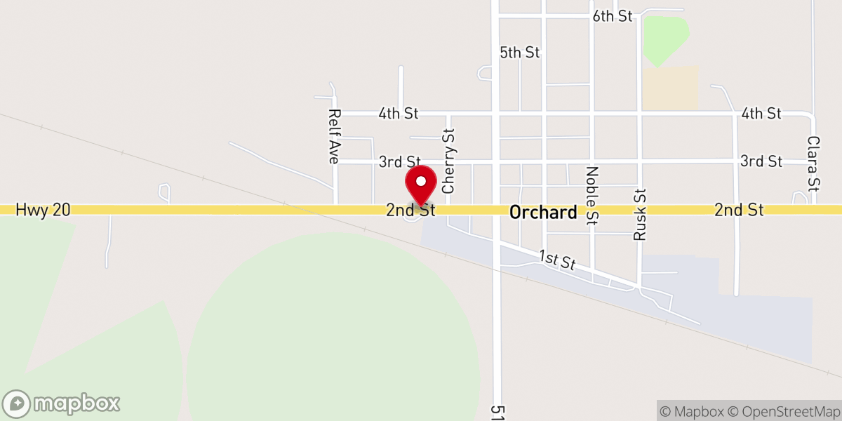 Map showing location of Orchard City Park