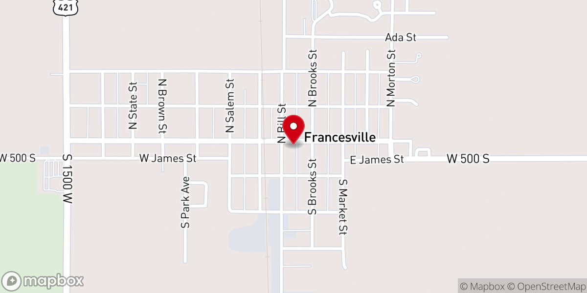 Map showing location of Francesville Tribune