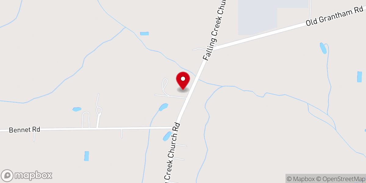 Map showing location of Falling Creek Church