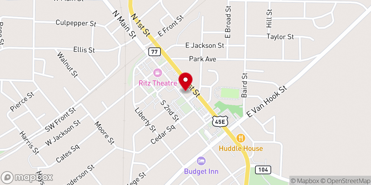 Map showing location of Main Street Church of Christ