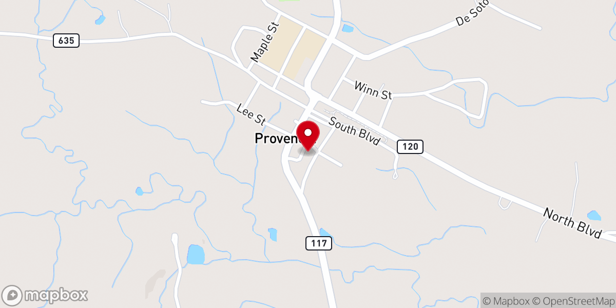 Map showing location of Provencal United Methodist Church
