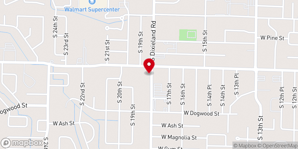 Map showing location of Rogers Freewill Baptist Church