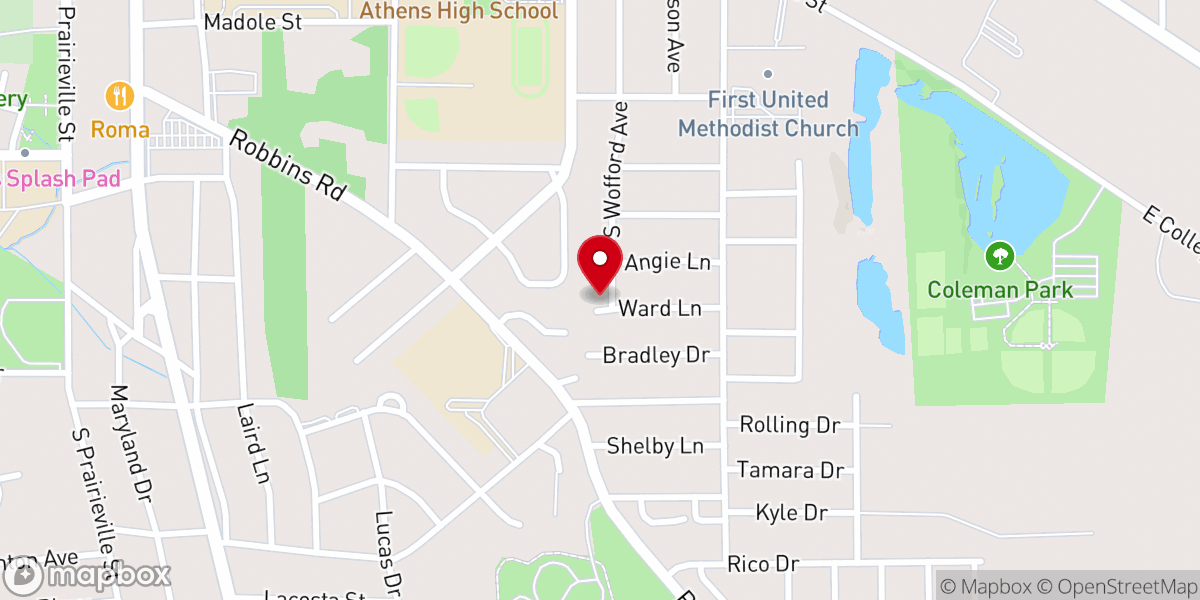 Map showing location of Landmark Baptist Church