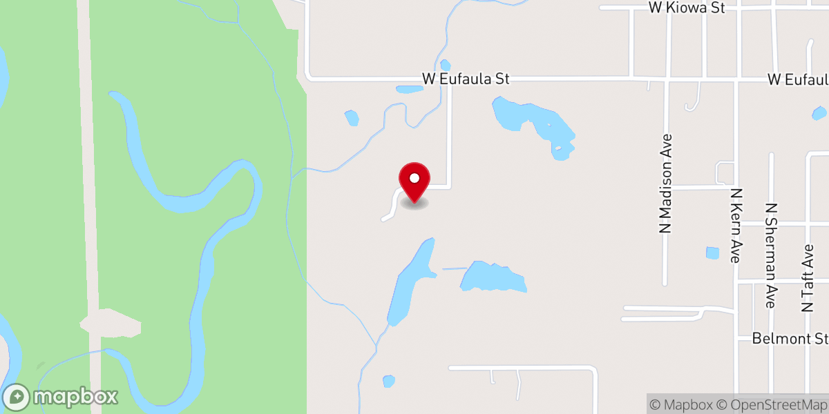 Map showing location of Okmulgee Indian Baptist Church