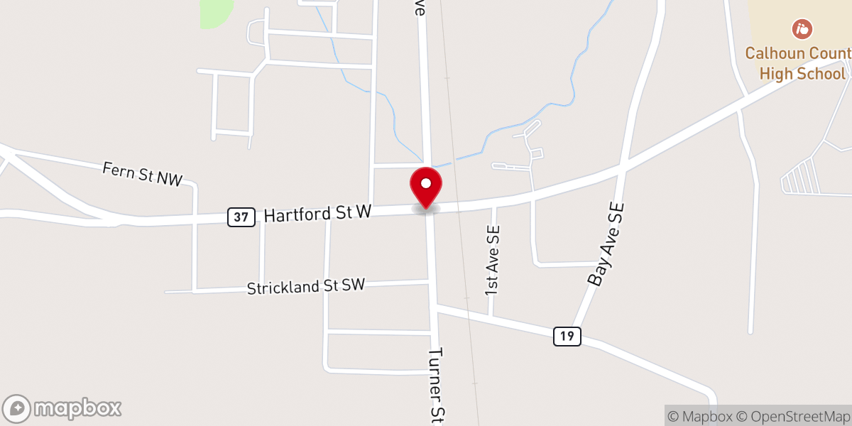 Map showing location of Grove Baptist Christian church
