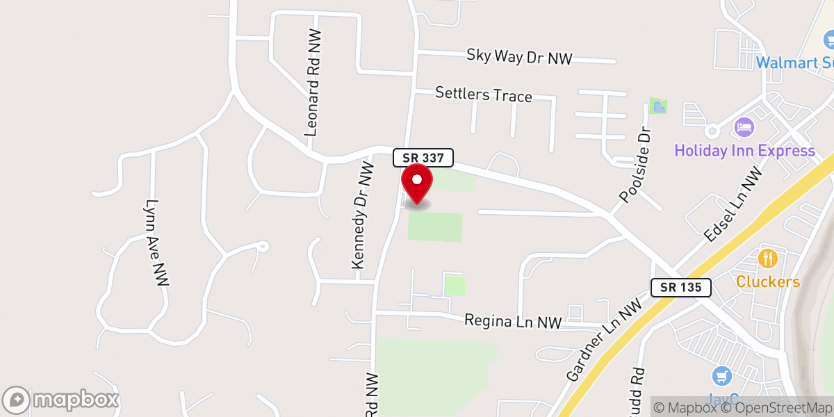 Map showing location of Fellowship Baptist Church