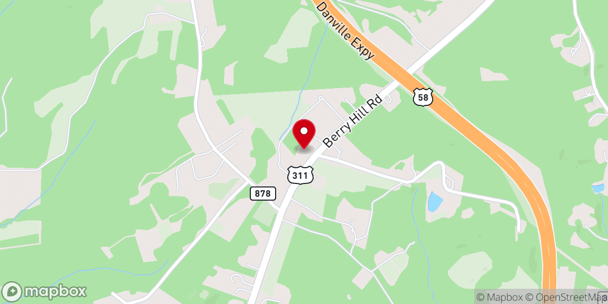 Map showing location of Peaceful Baptist Church