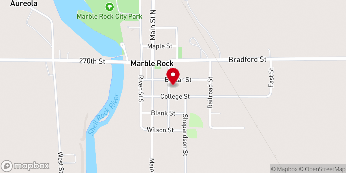 Map showing location of Marble Rock United Methodist Church
