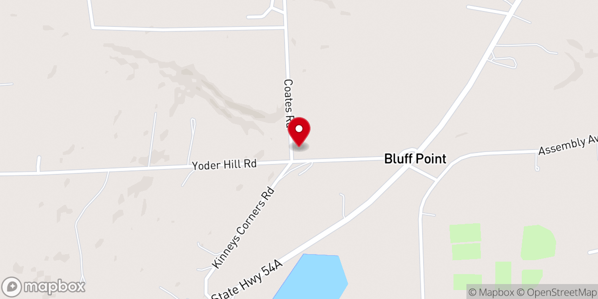 Map showing location of Bluff Point United Methodist Church