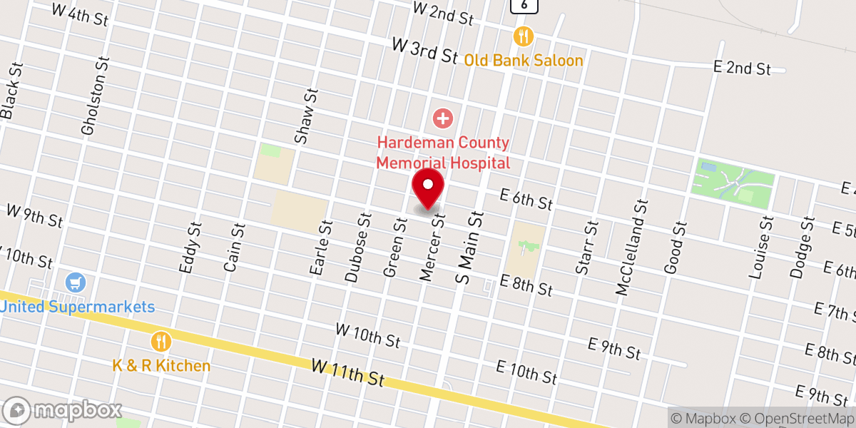 Map showing location of Church of the Nazarene