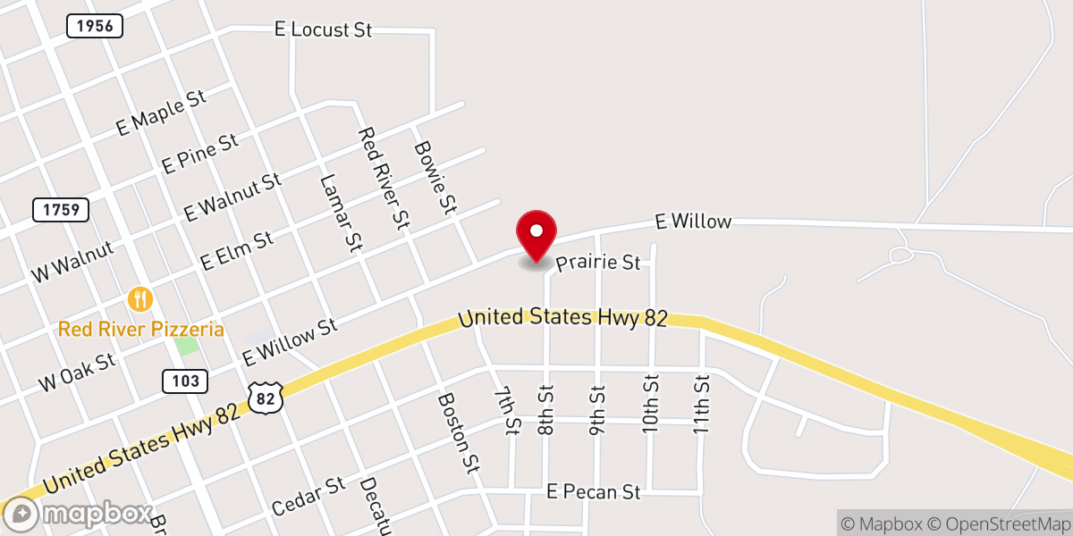 Map showing location of New Life Baptist Church