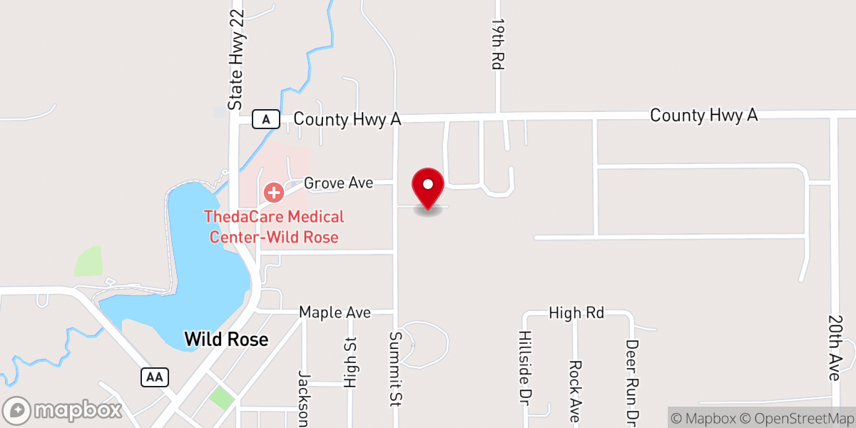 Map showing location of Wild Rose United Methodist Church