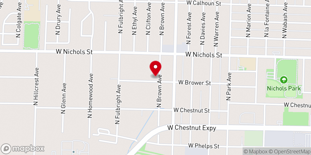 Map showing location of Brown Avenue Baptist Church