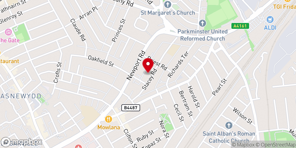 Map showing location of The Potters House Christian Centre, Cardiff