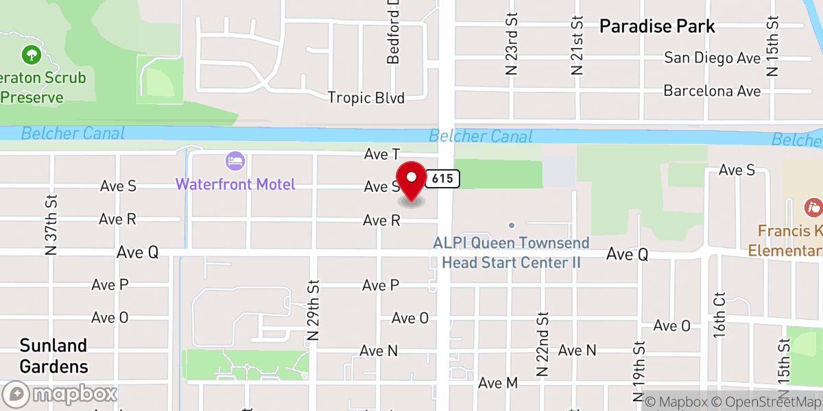 Map showing location of Avenue R Church of Christ