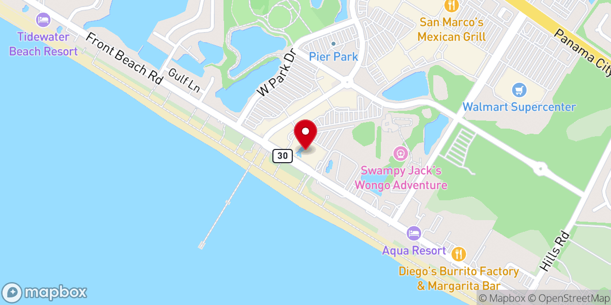 Map showing location of Embassy Suites by Hilton Panama City Beach Resort