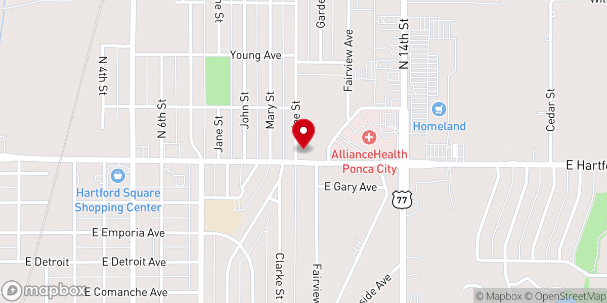 Map showing location of Hartford Avenue Church of Christ