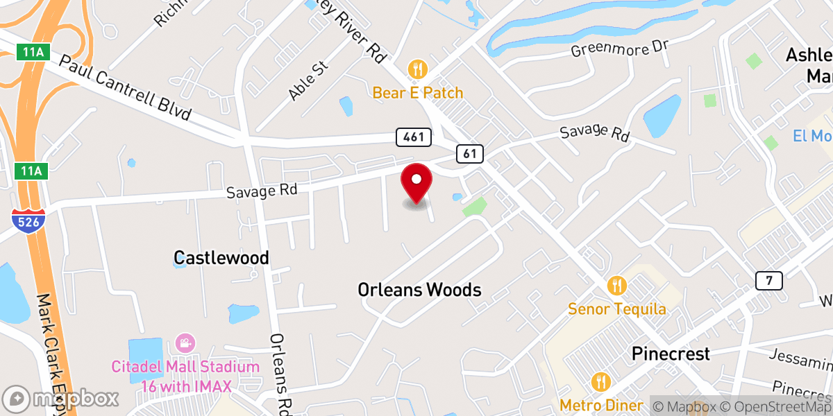 Map showing location of Community Baptist Church of West Ashley
