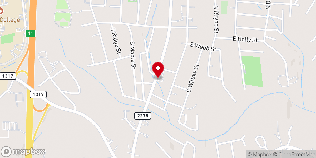 Map showing location of Gaston Baptish Church