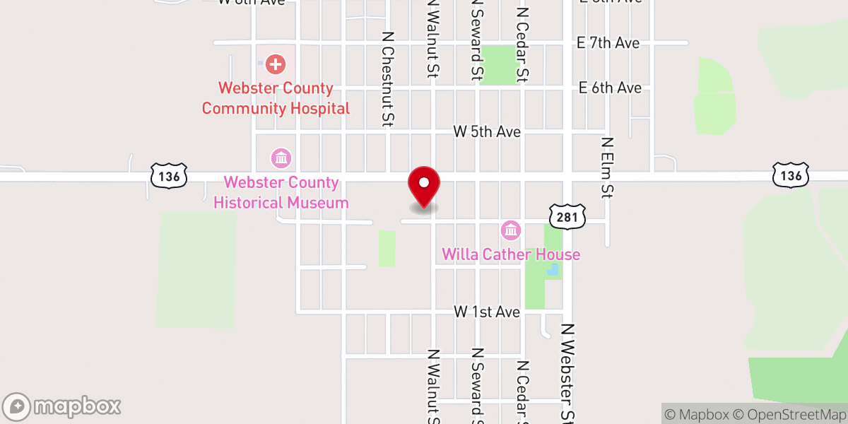 Map showing location of Assembly of God Church