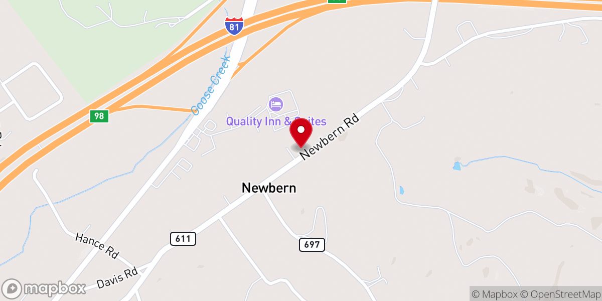 Map showing location of Newbern Church of God