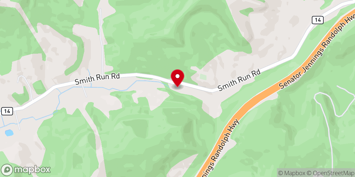 Map showing location of Smith Run Church