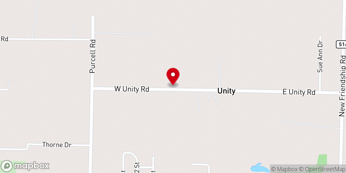 Map showing location of Unity Baptist Church