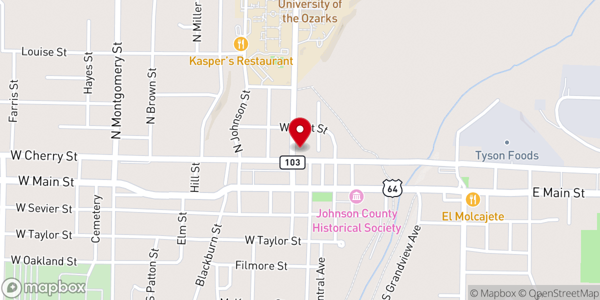 Map showing location of First Presbyterian Church