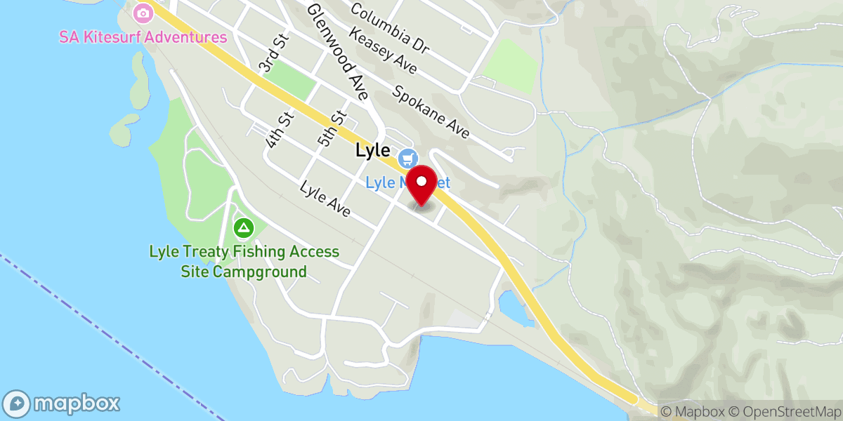Map showing location of Lyle Celebration Center