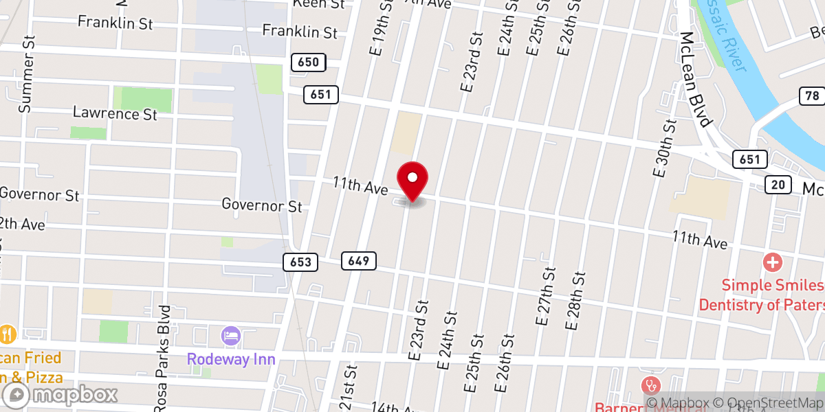 Map showing location of Canaan Baptist Church