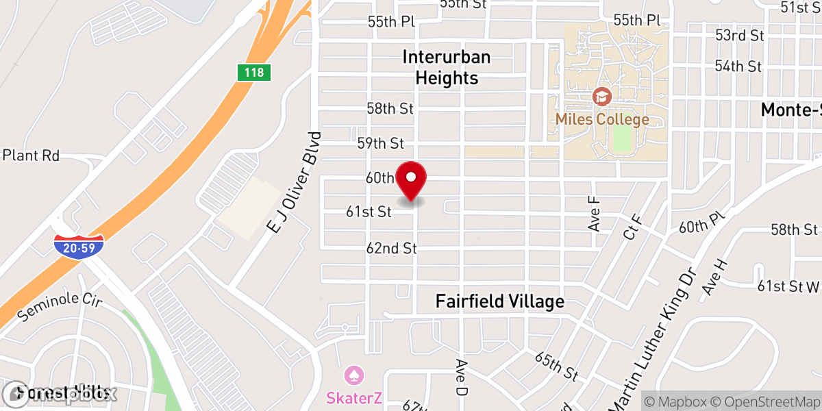 Map showing location of Moody Christian Methodist Episcopal Church Temple