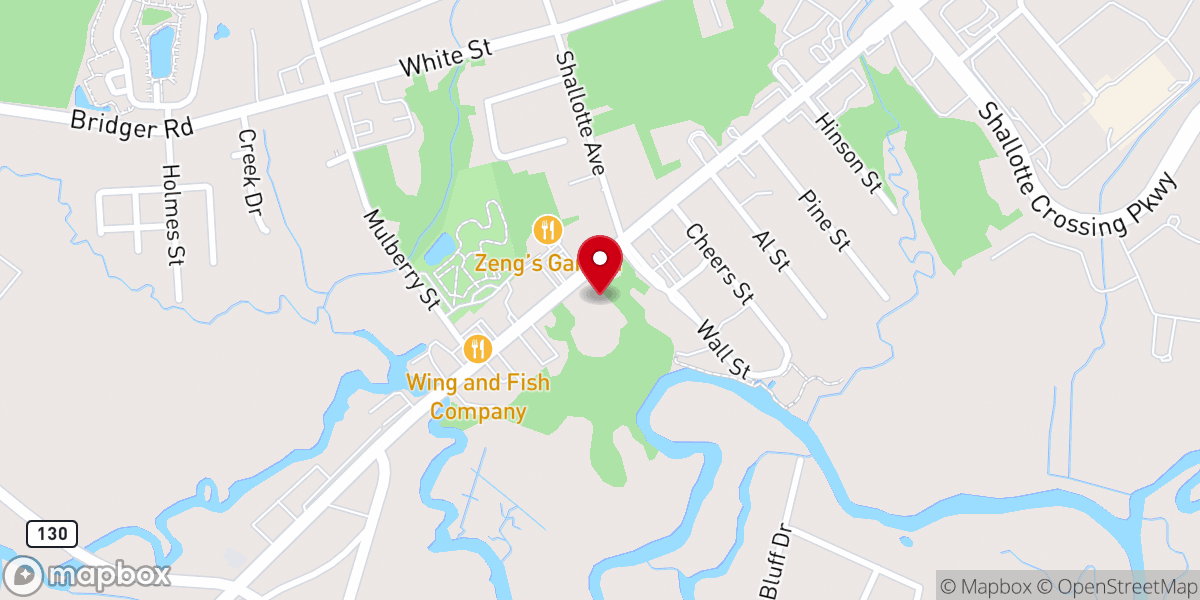 Map showing location of Purple church on main street Shallotte - Eastside fellowship