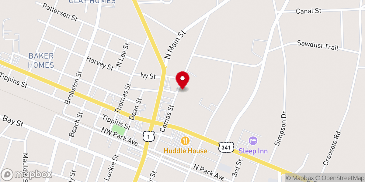 Map showing location of First African Baptist Church