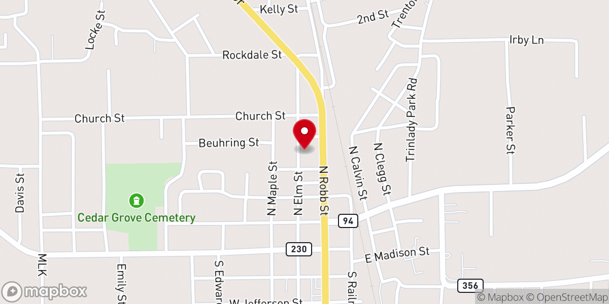Map showing location of First Presbyterian Church