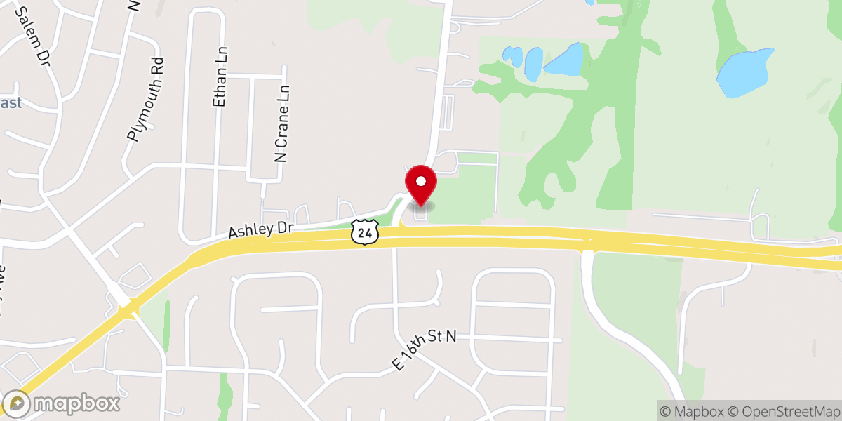 Map showing location of Blue Hills Baptist Church