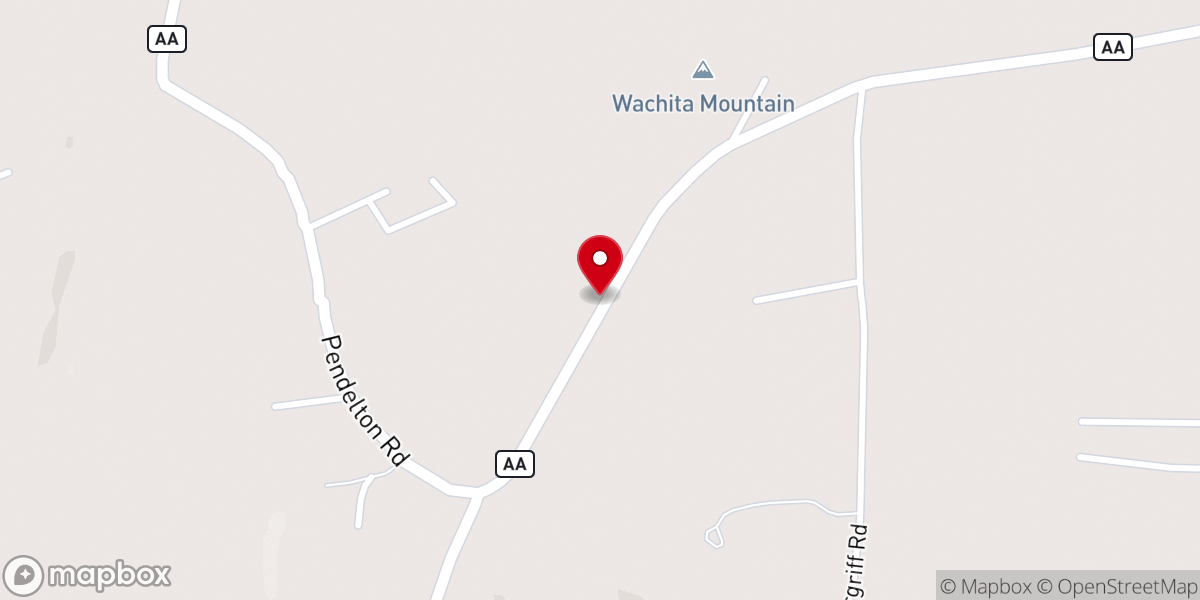 Map showing location of Washita Church