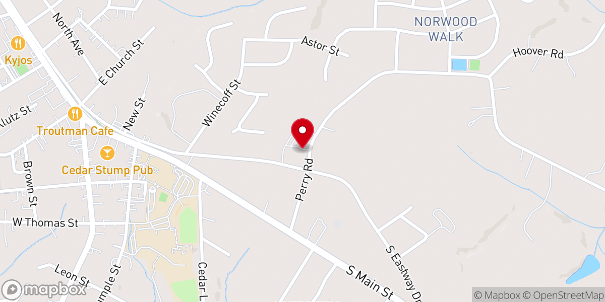 Map showing location of Troutman Baptist Church