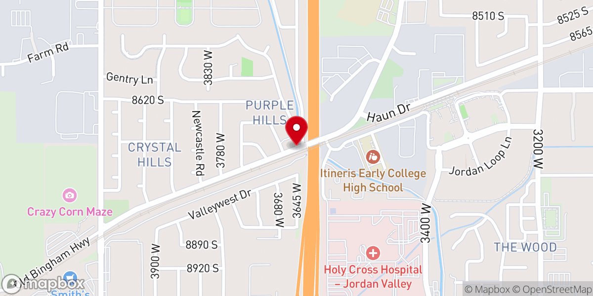 Map showing location of Jordan Valley Church