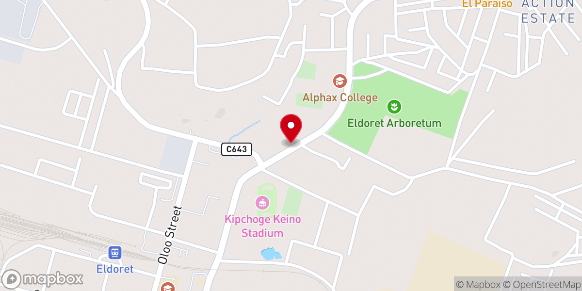 Map showing location of Deliverance Church Eldoret Praise Center