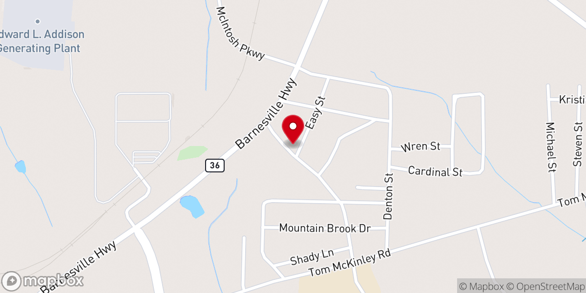 Map showing location of Twin Oaks Baptist Tabernacle
